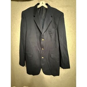 Irvine Park Blazer Men's 48 Navy Blue Gold 3 Buttons Preppy Casual Sport Coat